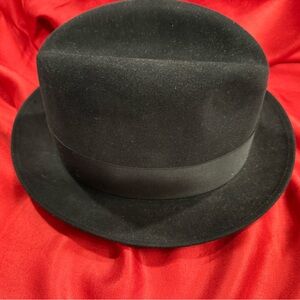 Royal Stetson Selby Black Fur Felt Fedora Hat Size 7 1/8